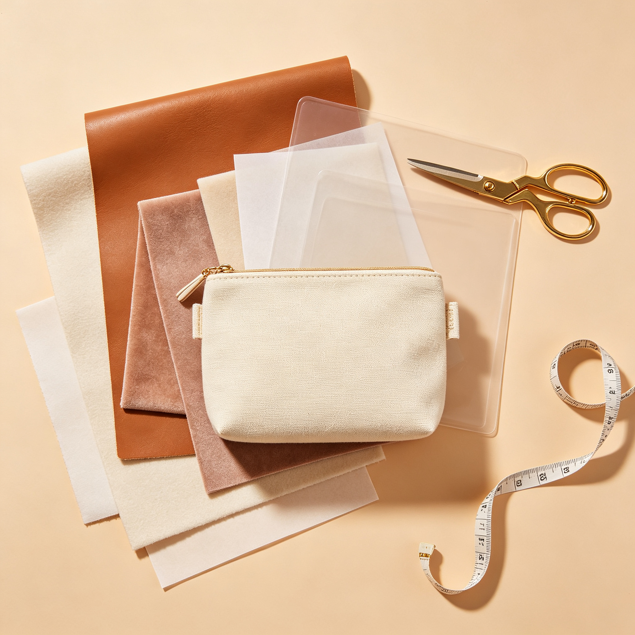 Cosmetic bag material swatches